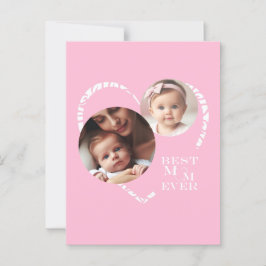 3-Foto "Best Mama Ever" Niedliches Rosa und Weißes Postkarte