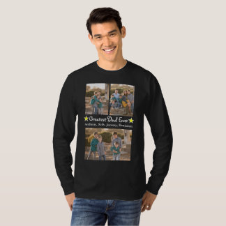 3 Foto Bester Vater je Vatertag Langschläfchen T-Shirt