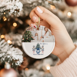 3 Foto Blau Chinoiserie Nussknacker Weihnachten Keramik Ornament