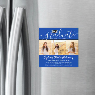 3 Foto Blaue Magnetische Abschlussanzeige Magneteinladung