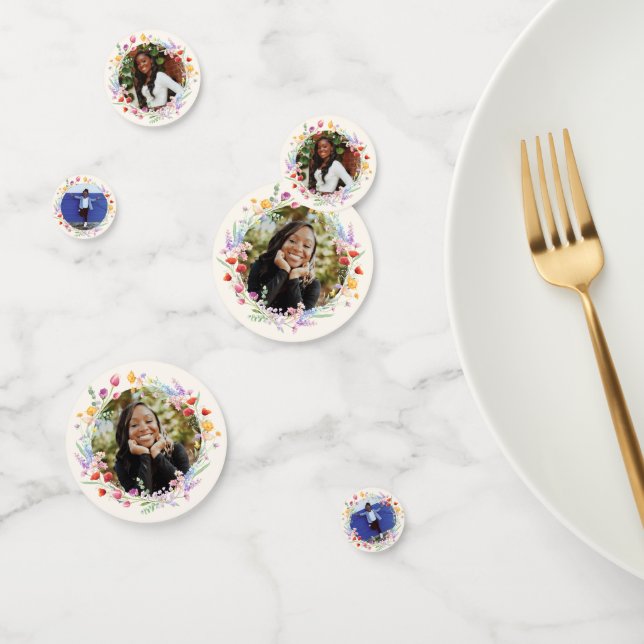 3 Foto Boho Wasserfarbe Blumengrad Foto Confetti Konfetti (Gruppe)