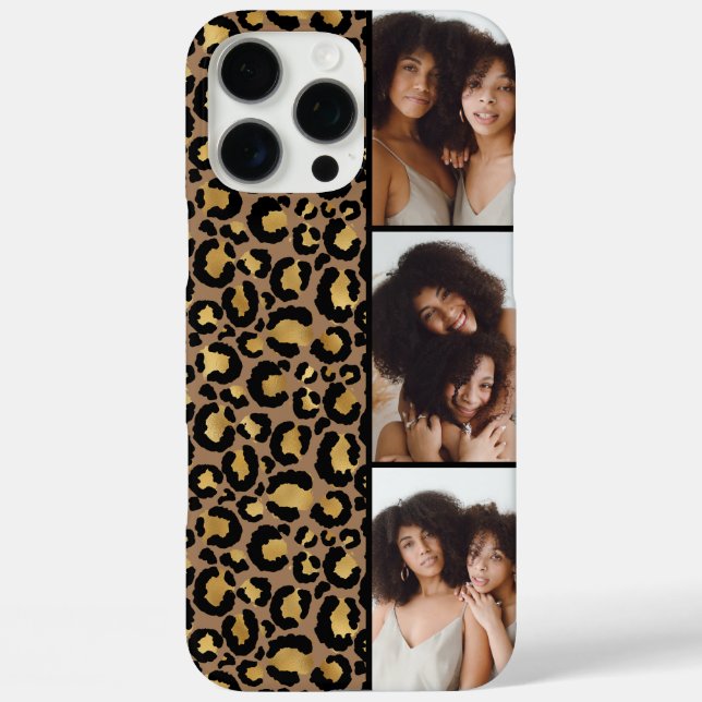 3 Foto Braun und Gold Leopardendruck Case-Mate iPhone Hülle (Rückseite)