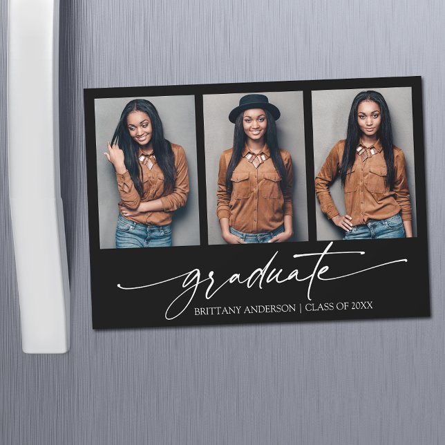 3 Foto Calligraphy Ink Abschluss Magnet-Karte Magnetkarte (Customize to change your personalized text size or text style.)