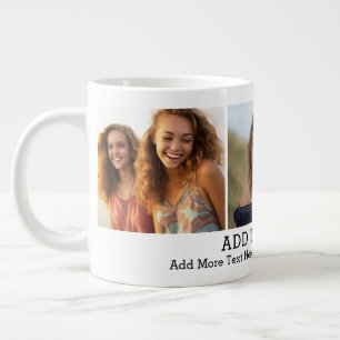3 Foto-Collage 2 Textzeilen -- Minimal, Einfach Jumbo-Tasse