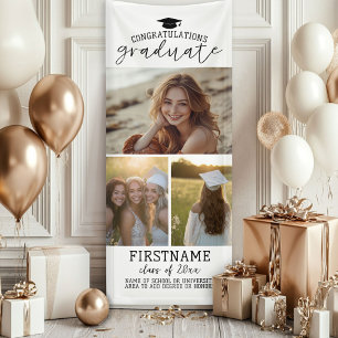 3 Foto Collage Abschluss Moderner Minimaler Weißer Banner