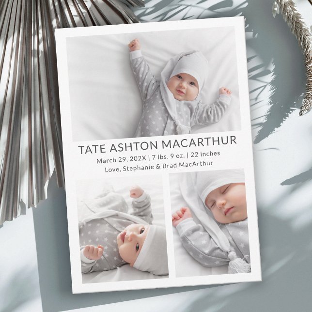 3 Foto Collage Baby Geburtsankündigung Ankündigung (Von Creator hochgeladen)