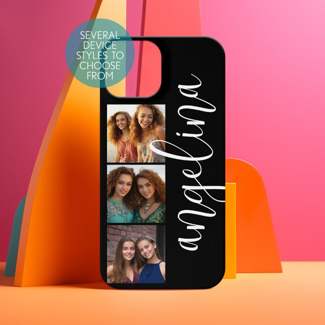 3 Foto Collage CAN EDIT Hintergrund FARBE iPhone 15 Hülle (Personalized Phone Case - Choose Your Device and Customize the Design)