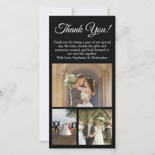 3-Foto Collage Custom Vielen Dank Hochzeit Foto Feiertagskarte