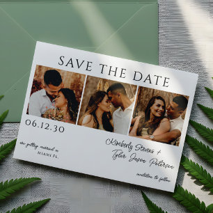 3 Foto-Collage elegante minimalistische Hochzeit Save The Date