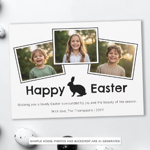 3 Foto-Collage Fette schwarze Schrift Frohe Ostern Karte