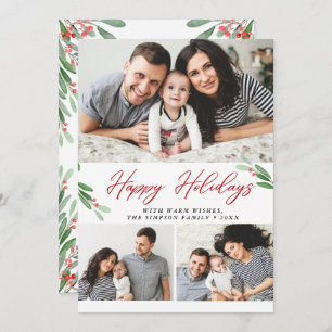 3 FOTO Collage Frohe Weihnachtsgrüße Feiertagskarte