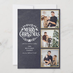 3 Foto Collage Frohe Weihnachtskhalkboard Feiertagskarte