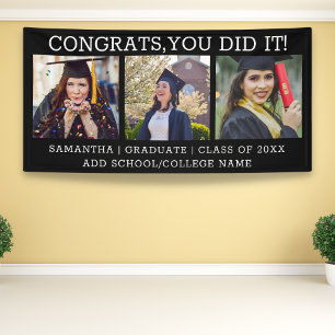3 Foto Collage Glückwunschs Grad 2023 Abschluss 4x Banner