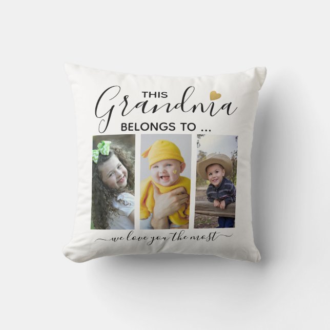 3 Foto Collage Grandkids Dieses Oma gehört  Kissen (Vorderseite)