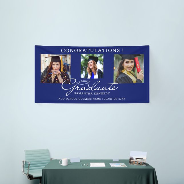 3 Foto Collage Gratulation Graduate 2024 Blue Banner (Messeveranstaltung)