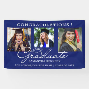 3 Foto Collage Gratulation Graduate Blue 2023 Banner