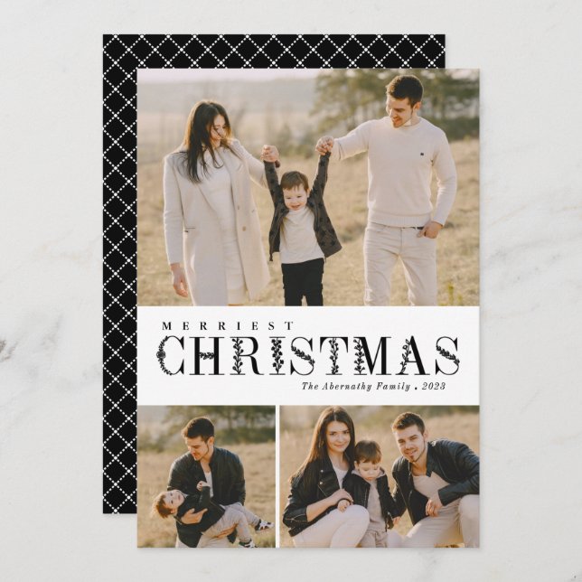 3 Foto Collage Grüne Buchstaben Weihnachten Schwar (Vorne/Hinten)