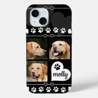 3 Foto Collage Hund Name Schwarz-Weiß-Herz