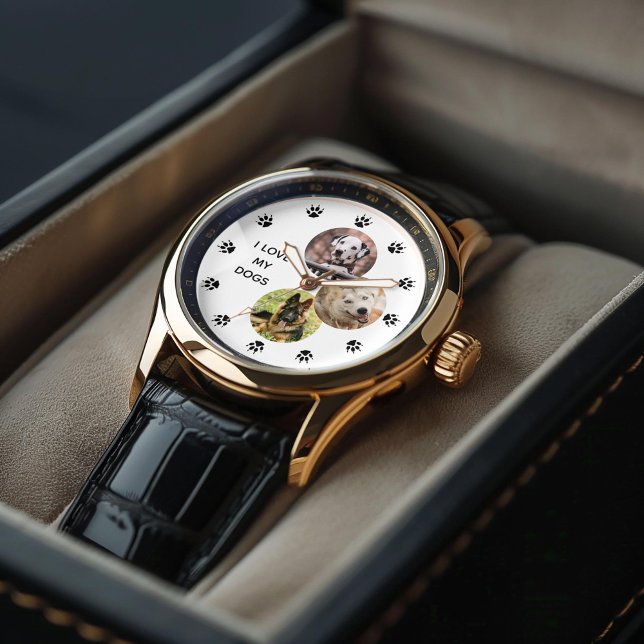 3-Foto Collage Hund Personalisiert Armbanduhr (Inspiration mockup (not actual product))