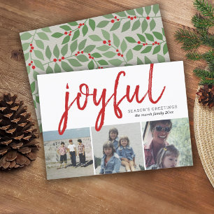 3 Foto Collage - Joyful Season's Greetings Berry Feiertagskarte