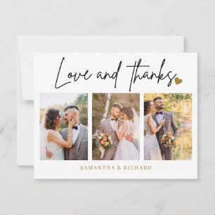 3 Foto Collage Liebe und Dank Hochzeit Dankeskarte