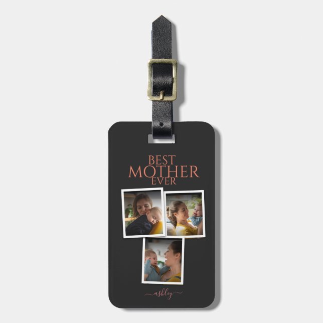 3 Foto Collage Mama Familienmüttertag Gepäckanhänger (Vorderseite vertikal)