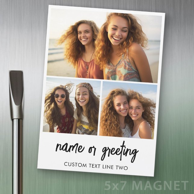 3-Foto-Collage mit Skripttext - Kühlschrankmagnet Magnetkarte (Photo Magnet - 5x7 size)