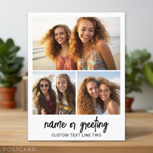 3-Foto-Collage mit Skripttext - schwarz weiß Postkarte