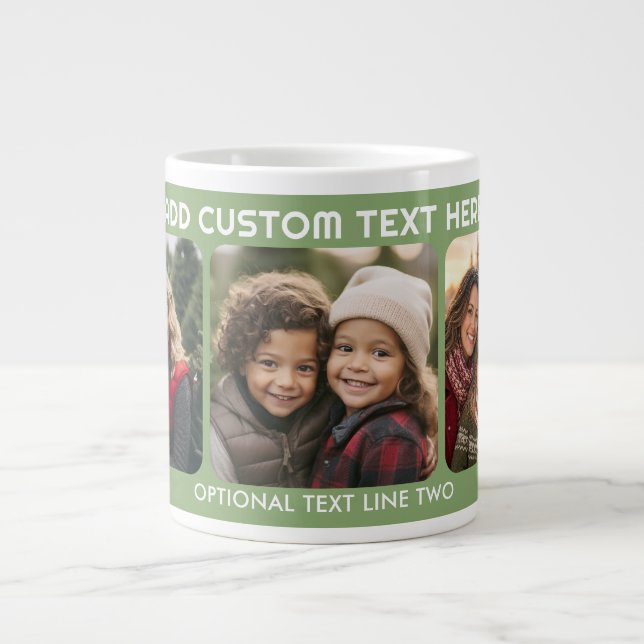 3-Foto-Collage mit Text - Grün Jumbo-Tasse (Vorderseite)