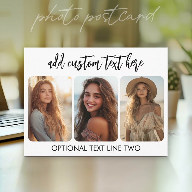 3-Foto-Collage mit trendigem Bounce-Script  Postkarte (Photo Postcard - Customize with your favorite pics)