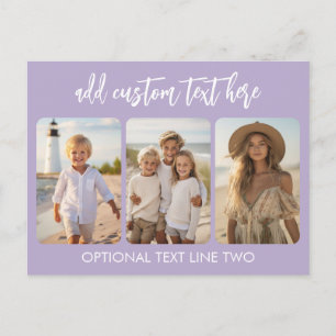 3-Foto-Collage mit trendigem, hüpfendem, violettem Postkarte
