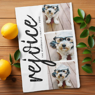 3 Foto Collage - Moderne frohe Weihnachtsfreude Geschirrtuch