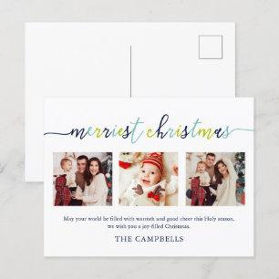 3 Foto Collage Modernes Drehbuch "Frohe Weihnachte Feiertagspostkarte
