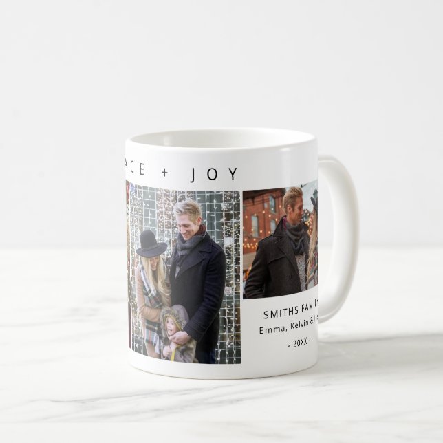 3 Foto Collage Peace and Joliday Personalisiert Kaffeetasse (VorderseiteRechts)