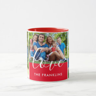 3 Foto-Collage Personalisierter Familienname Tasse