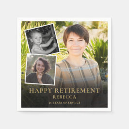 3 Foto Collage Retirement Party Serviette