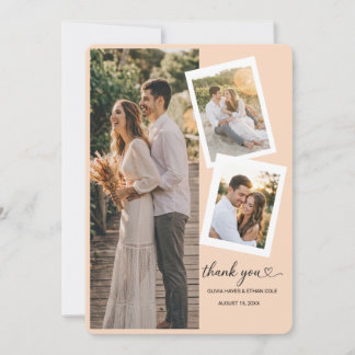 3-Foto-Collage Romantische Hochzeit Danke Karte