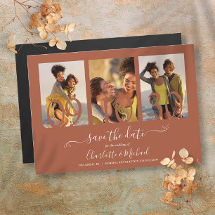 3-Foto-Collage Terrakotta-Hochzeit Save The Date Magneteinladung