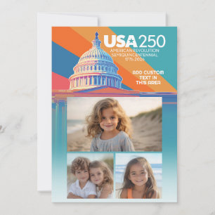 3 Foto Collage - USA 250 Hauptstädte Dome Amerika Einladung
