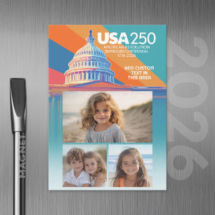 3 Foto Collage - USA 250 Hauptstädte Dome Amerika Magneteinladung