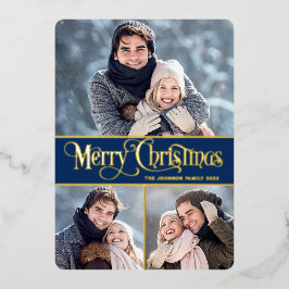 3 FOTO Einfach elegant Sparkle Weihnachten Folien Feiertagskarte