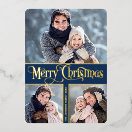 3 FOTO Einfach elegant Sparkle Weihnachten Folien Feiertagskarte