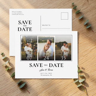 3 Foto Einfach Moderne Save The Date Hochzeit Postkarte