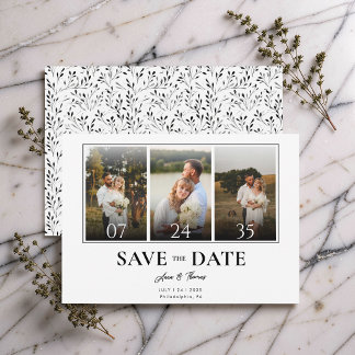 3 Foto Einfache Grünpflanzen Save The Date Hochzei Einladung