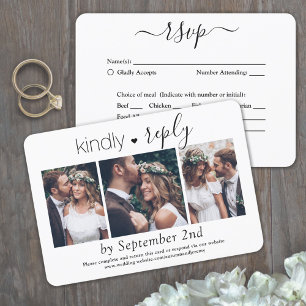 3 Foto Elegante einfache Schrift Freundliche Antwo RSVP Karte