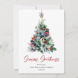 3 FOTO Elegante Kiefern-Weihnachtsgrüße Feiertagskarte