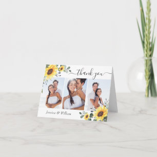 3 FOTO Elegante Sonnenblumen Eukalyptus Wasserfarb Dankeskarte