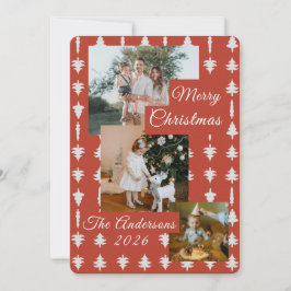 3 Foto Feiertags Rot + Weiß Weihnachtsbaum Feiertagskarte