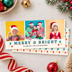 3 Foto Frohe und strahlende Retro-Stern-Weihnachte Karte