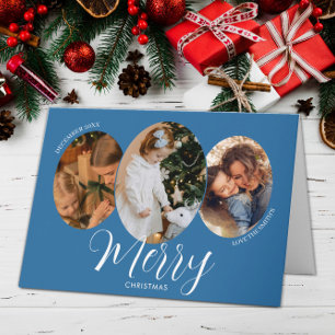 3 Foto Frohe Weihnachten Familie Dankeskarte